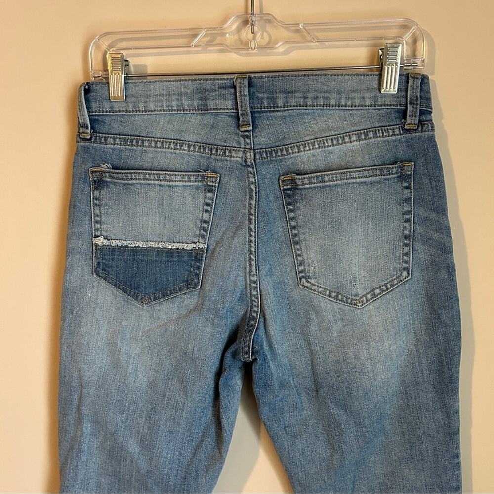 GAP Light Wash Distressed Rips Patchwork Mid-Rise… - image 8